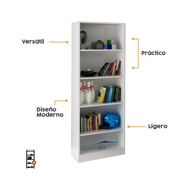 LIBRERO BONNO CORK BLANCO BIBLIOTECA - 4