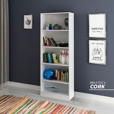 LIBRERO BONNO CORK BLANCO BIBLIOTECA - 5