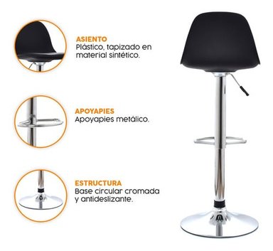 SILLA BAR BONNO BOAT BANCO GIRATORIO NEGRO - 2