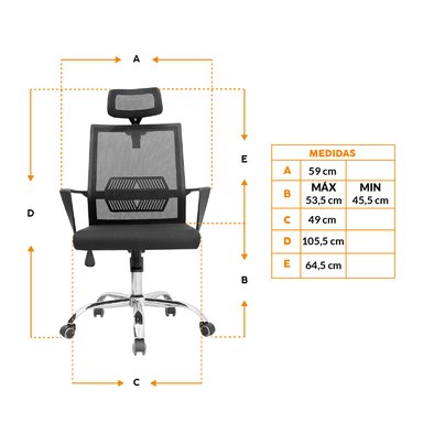 SILLA DE ESCRITORIO BONNO LYN NEGRO CON CABECERO - 2