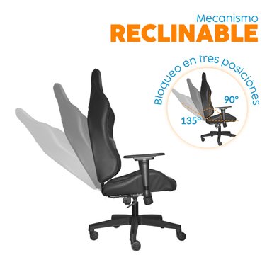 SILLA GAMER LEAF NEGRO ERGONÓMICA RECLINABLE  BONNO - 2