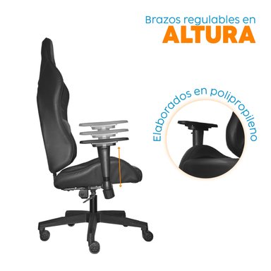 SILLA GAMER LEAF NEGRO ERGONÓMICA RECLINABLE  BONNO - 3
