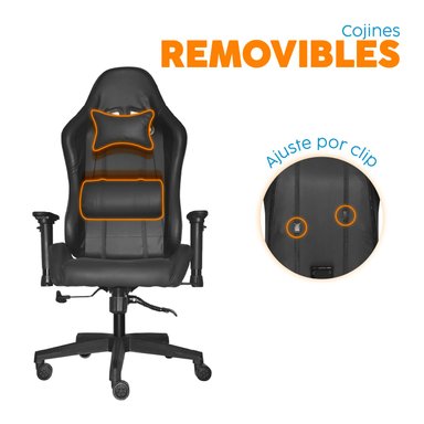 SILLA GAMER LEAF NEGRO ERGONÓMICA RECLINABLE  BONNO - 4