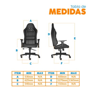 SILLA GAMER LEAF NEGRO ERGONÓMICA RECLINABLE  BONNO - 5