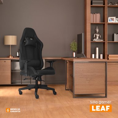 SILLA GAMER LEAF NEGRO ERGONÓMICA RECLINABLE  BONNO - 6