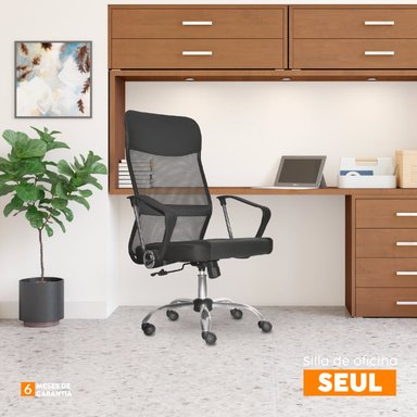 SILLA DE ESCRITORIO SEUL BE NEGRO BONNO - 6