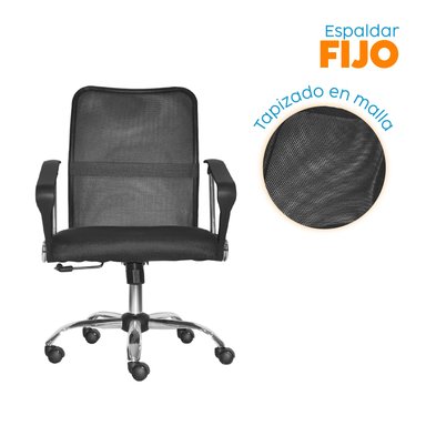 SILLÓN EJECUTIVO DUBAI BE MALLA NEGRA BASE CROMADA BONNO - 2