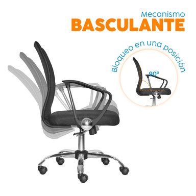 SILLÓN EJECUTIVO DUBAI BE MALLA NEGRA BASE CROMADA BONNO - 3