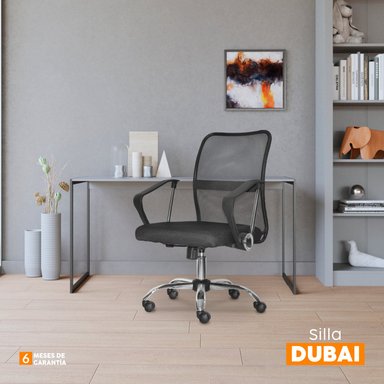 SILLÓN EJECUTIVO DUBAI BE MALLA NEGRA BASE CROMADA BONNO - 5
