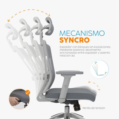 SILLA DE ESCRITORIO CON CABECERO DELPHI II GRIS BONNO - 3