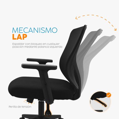 SILLA DE OFICINA GIRATORIA MILES NEGRO BONNO - 3