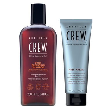 SET CREMA FIBER CREAM AMERICAN CREW PKAC018 + DAILY CLEANSING SHAMPOO