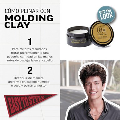 AMERICAN CREW MOLDING CLAY X 85 GR - CERA DE FIJACIÓN FUERTE Y BRILLO MEDIO - 3