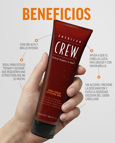 AMERICAN CREW  FIRM HOLD GEL X 250 ML - GEL FIJACIÓN FUERTE Y BRILLO ALTO - 3