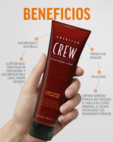 AMERICAN CREW LIGHT HOLD GEL X 250 ML - GEL FIJACIÓN SUAVE Y BRILLO ALTO - 6