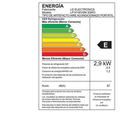AIRE ACONDICIONADO PORTÁTIL LG SMART INVERTER, ENFRIAMIENTO, 14,000 BTU/H, LP1419IVSM - 5