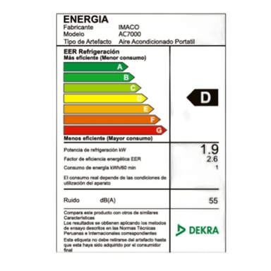 AIRE ACONDICIONADO PORTÁTIL IMACO 6500 BTU AC7000 IMACO AC7000 - 4