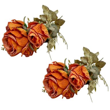 PACK 2 ACCESORIOS HOGAR FLORIPA 8221-NAR NARANJA BOUQUETS ROSA BOTON