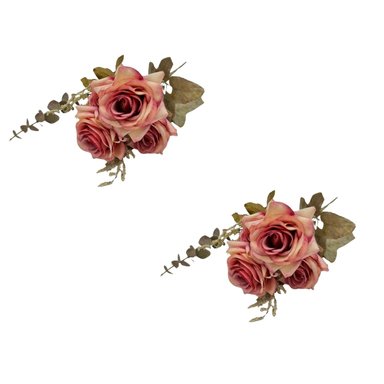 PACK 2 ACCESORIOS HOGAR FLORIPA 8224-ROS ROSADO BOUQUETS ROSA BOTON