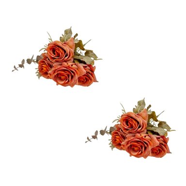 PACK 2 ACCESORIOS HOGAR FLORIPA 8224-NAR NARANJA BOUQUETS ROSA BOTON