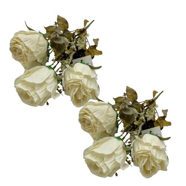 PACK 2 ACCESORIOS HOGAR FLORIPA 8221-BL BLANCO BOUQUETS ROSA BOTON
