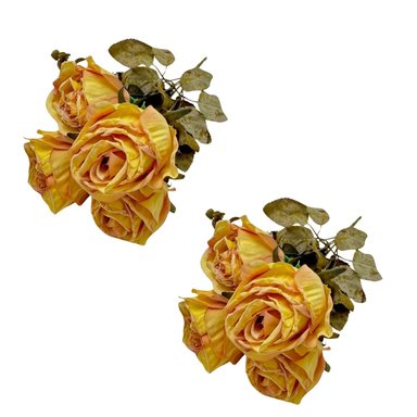 PACK 2 ACCESORIOS HOGAR FLORIPA 8221-AM AMARILLO BOUQUETS ROSA BOTON