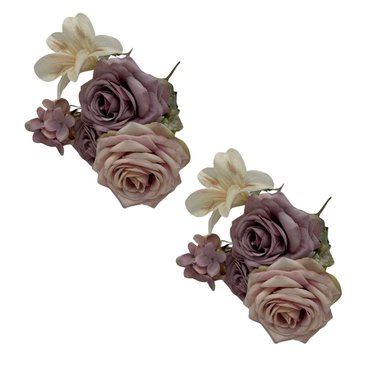 PACK 2 ACCESORIOS HOGAR FLORIPA 8226-MO MORADO BOUQUETS MIX ROSAS