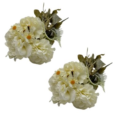 PACK 2 ACCESORIOS HOGAR FLORIPA 8222-BL BLANCO BOUQUETS MIX FLORES