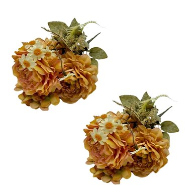 PACK 2 ACCESORIOS HOGAR FLORIPA 8222-AM AMARILLO BOUQUETS MIX FLORES