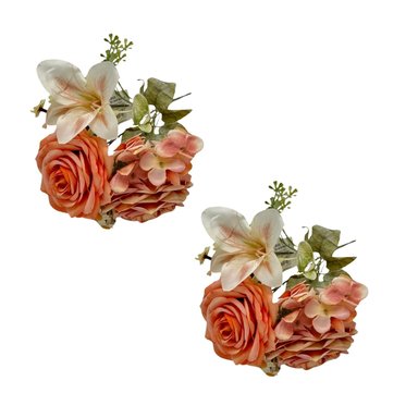 PACK 2 ACCESORIOS HOGAR FLORIPA 8226-NAR NARANJA BOUQUETS MIX ROSAS