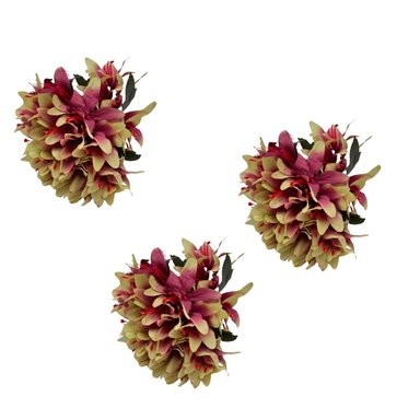PACK 3 ACCESORIOS HOGAR FLORIPA BG405201E-FU FUCSIA BOUQUETS MINI LIRIOS ENVEJECIDOS
