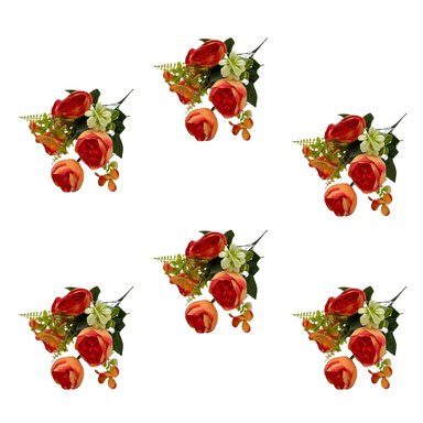 PACK 6 ACCESORIOS HOGAR FLORIPA BG406043V-NAR NARANJA BOUQUETS RANUNCULO