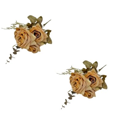 PACK 2 ACCESORIOS HOGAR FLORIPA 8224-AM AMARILLO BOUQUETS ROSA BOTON