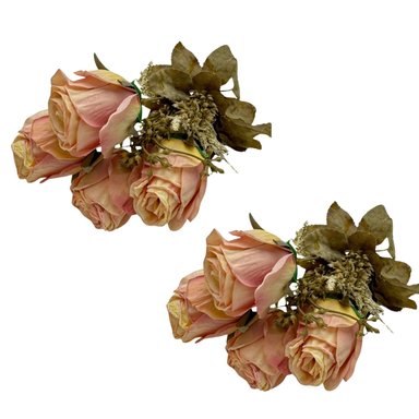PACK 2 ACCESORIOS HOGAR FLORIPA 8221-ROS ROSADO BOUQUETS ROSA BOTON