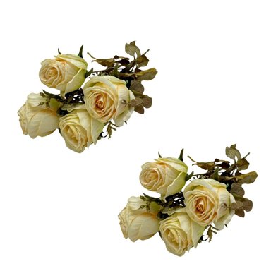 PACK 2 ACCESORIOS HOGAR FLORIPA 8221-CR CREMA BOUQUETS ROSA BOTON