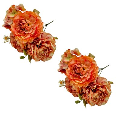 PACK 2 ACCESORIOS HOGAR FLORIPA 8222-NAR NARANJA BOUQUETS MIX FLORES