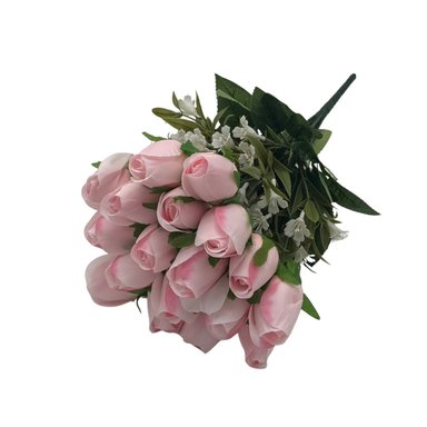 BOUQUET DE 18 BOTONES DE ROSAS ARTIFICIALES DE 40CM BG418023-ROS  FLORIPASTORE