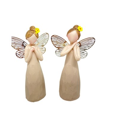 ÁNGEL DECORATIVO DE 10CM CON ALAS DE METAL SET DE  2 AC104 FLORIPASTORE