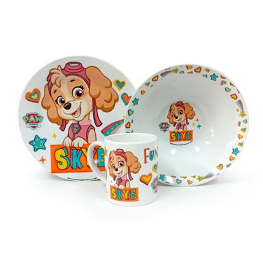 SET SCOOL CERAMICA X3 PIEZAS BOWL + PLATO + TAZA SKYE BLANCO