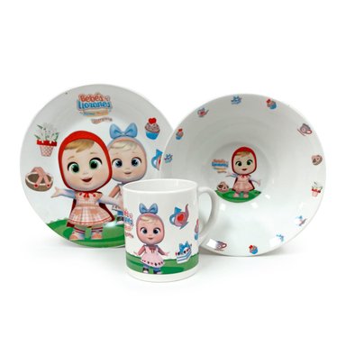 SET SCOOL CERAMICA X3 PIEZAS BOWL + PLATO + TAZA CRY BABIES BLANCO