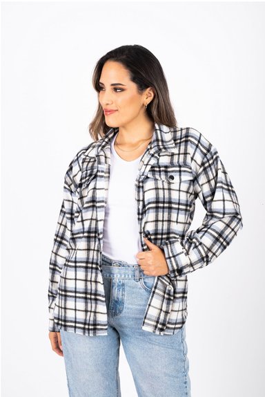 CASACA MUJER PYT SOBRECAMISA CUADROS