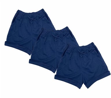 SHORT ALGODÓN PIMA NIÑA PEYITO AZUL MARINO PACK 3 BASICO