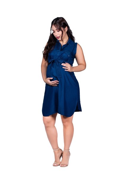 VESTIDO DE MATERNIDAD HERA MOMMY GLAM AZUL REY - 1