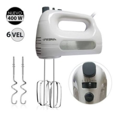 BATIDORA MANO PRIMA HM9105E-GSB HM9105E 400 WATTS 6 VELOCIDADES BLANCO