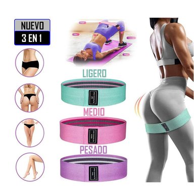 BANDAS ELÁSTICAS DE TELA 3 NIVELES RESISTENCIA