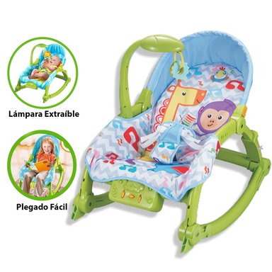 SILLA MECEDORA IDEAL MUSICAL VIBRADOR VERDE LÁMPARA