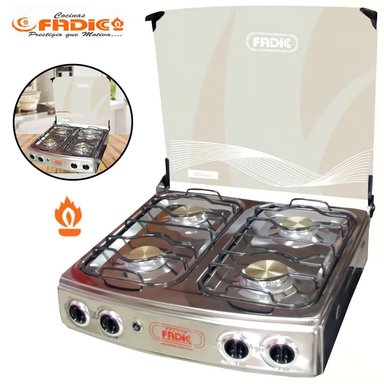 COCINA DE MESA FADIC 4 QUEMADORES CON TAPA DE VIDRIO KAREN 22