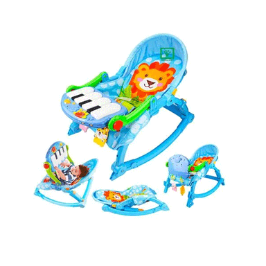 SILLA MECEDORA CON PIANO MUSICAL Y LUCES 3 EN 2 AZUL