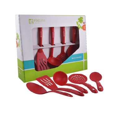 SET UTENSILIOS FACUSA ROJO 5 PIEZAS UTENSILIO NYLON