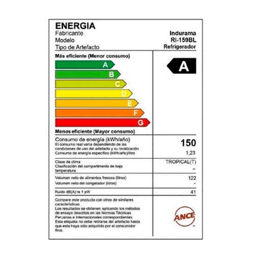 FRIGOBAR INDURAMA RI-159BL 122L BLANCO - 4
